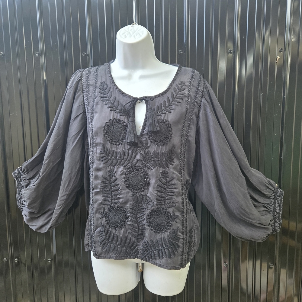 Elegant‎ Gray Embroidered Women's Top
